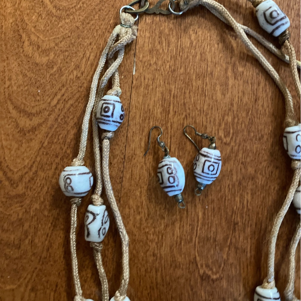 Beaded Necklace and Earring Set